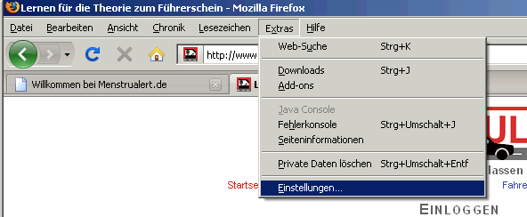 Extras - Einstellungen